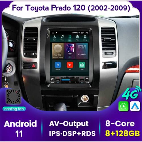 Android 11 DSP Tesla Radio Stereo For Prado 120 Lexus GX470 Toyota Land Cruiser 2002 - 2009 Car Multimedia Player GPS Head Unit