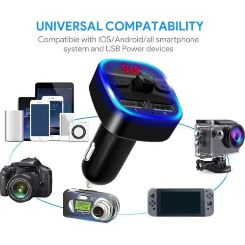 Bluetooth 5.0 Car MP3 Player Wireless FM Transmitter Audio Adapter Hands-free Car Dual USB Ports Charging Car Accessories
