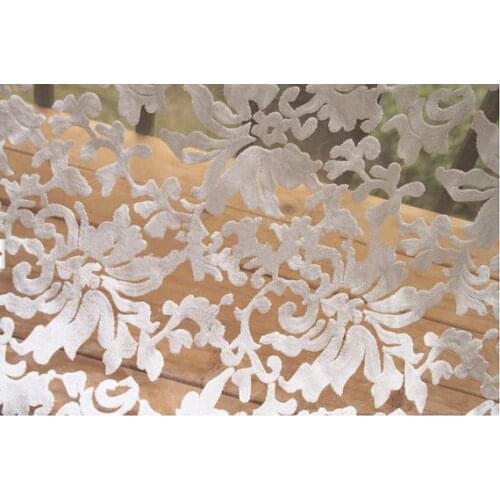 Off White Embroidered Organza Lace Fabric, retro floral lace, 5 yards MF102