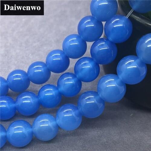Blue Agate Beads 6-10mm Round Natural Loose Stone Bead Diy for Necklace