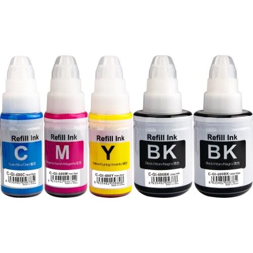 Premium Dye Refill Ink for Canon GI-690 PIXMA G2600 G3600 G3610 G4600 G4610 Printer