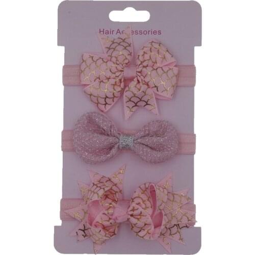 2019 Children korean Bourique Hair bow Elastic Flower Headbands Girls Bowknot Hairband hair Accessories Set Photography 3Pcs/set