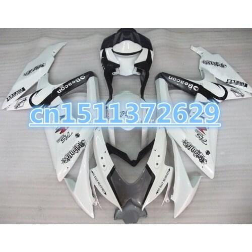 Dor-For A GSXR600 2008 2010 white black GSXR750 2008 2010 2008-2010 GSX R600 GSX R750 08 10 09 K8 ABS Fairing Set Plastic Ki