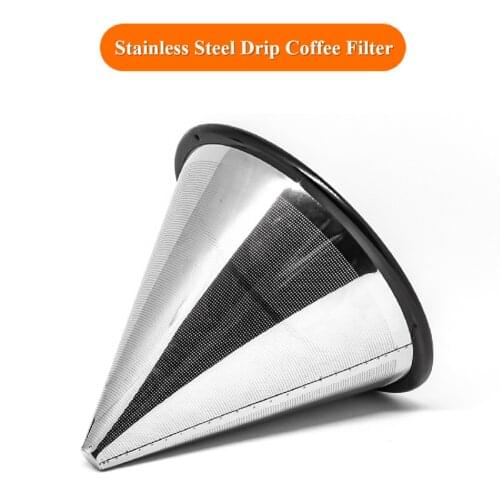 Drip Coffee Filter 304 Stainless Steel Coffee Filter Holder Reusable Pour Over Coffee Filters Dripper v60 for 1 or 2 Cup Coffee