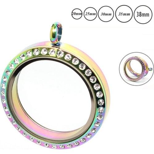 Crystal Magnetic Stainless Steel Floating Locket Pendant with Rhinestone Living Memory Glass Locket Fathers Day Gift Dropshippi