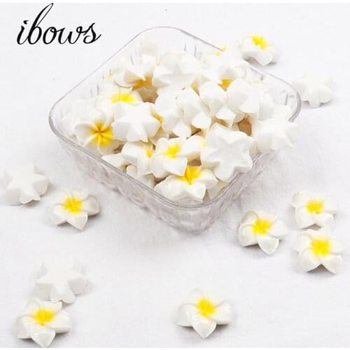 IBOWS 10Pcs/lot Resin Flower Decoration Crafts Kawaii Beads Flatback Cabochon Embellishments For Scrapbooking DIY Accessories