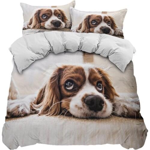 2/3 Pieces Dogs Animals Bedding Set 3D Print Single Double King Duvet Cover Birthday Gift Bed Quilt Cover Pillowcase(No Sheets)