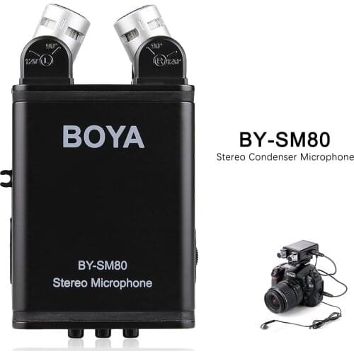 BOYA BY-SM80 Camera Stereo Video Interview Recording Microphone with Windshield for Canon Nikon DSLR Camera Microphone Camcorder