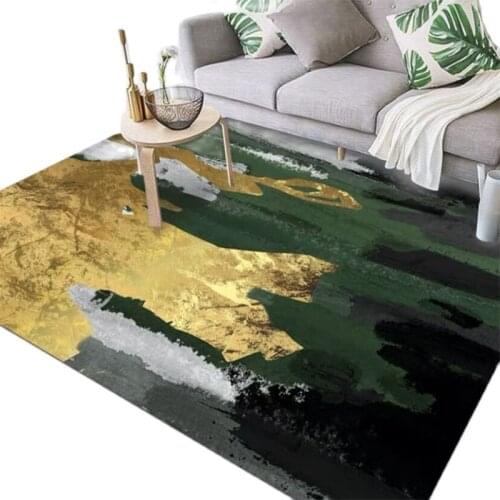Fashion Modern Living Room Carpet Abstract Light Luxury Green Gold Gray Bedroom Rug Non-Slip Home Accessories For Bedroom Mats