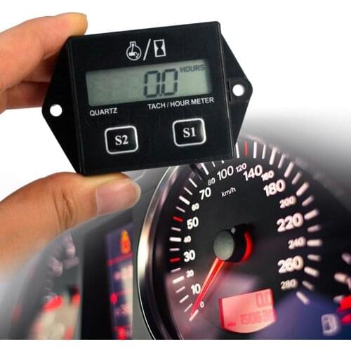 Motorcycle ATV Digital Engine Hour Meter Inductive Display Tachometer Gauge