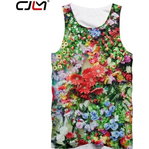 CJLM Tank Top Man Fashion Bodybuilding 3D Tank Tops Print Flowers beautiful Funny Plus Size Attire For Men Summer Sleeveless
