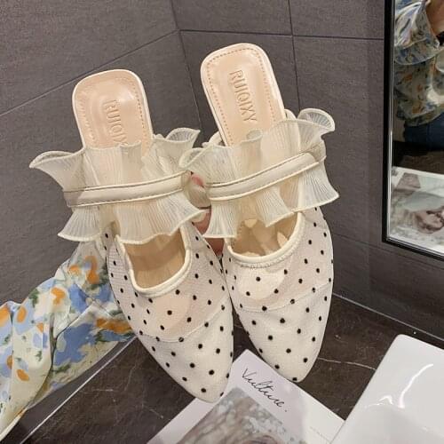 Mules For Women 2020 Pointed Toe Butterfly-knot Slippers Casual Female Shoes Platform Slides Luxury Soft New Flat PU Rubber