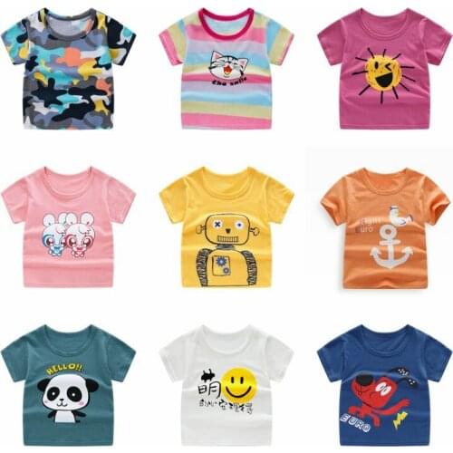 New 2020 Summer Kids Girls Baby T Shirt Cartoon Animal Print Short Sleeve T-shirts Cotton Boys Children O-neck Tops Clothing