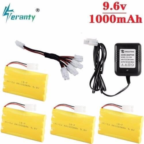 Upgrade 9.6v 1000mah NiCD Battery + charger For Rc Toys Cars Tanks Trucks Robot Gun Boat AA Ni-CD 9.6v Rechargeable Battery Pack