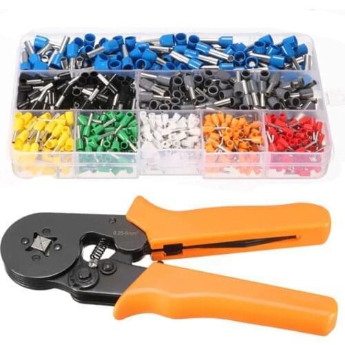 WENXING HSC8 6-4 Terminal Crimping Pliers Wire Stripper Crimper Ferrule Crimping Hand Tool Pliers+ 800 Terminals Kit