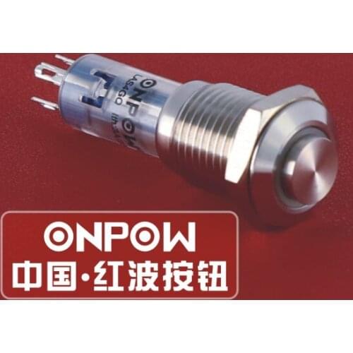 ONPOW 12mm Momentary 12V24V,110V Blue,Red,Green,White Ring LED 1NO1NC Stainless Steel Push Button Switch (LAS4GQH-11E)