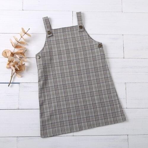 PatPat 2021 New Baby Girl Classic Plaid Strap Dress for 18M-6Y Toddler Girl Dress Clothes