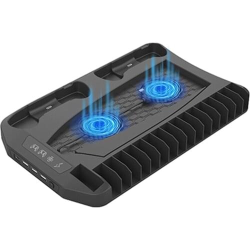 Cooling Fan Charging Dock Stand for PS5 Game Accessories with 3 USB Hubs Type-C Charger Port