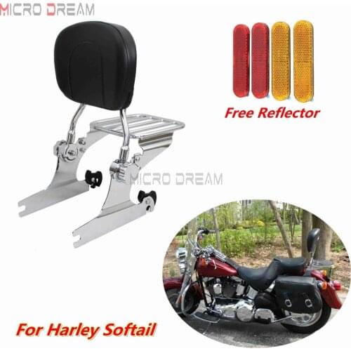 Motorcycles Adjustable Passenger Sissy Bar Chrome Rear Luggage Rack Backrest For Harley Softail FXSTC FLSTN FXSB 2000-Later