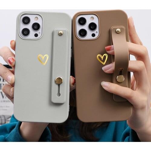Wrist Strap Love Heart Soft Silicone Phone Case Funda For iPhone 12 11 Pro Max Mini XR X XS Max 7 8 6 6S Plus 5 5S SE 2020 Couqe
