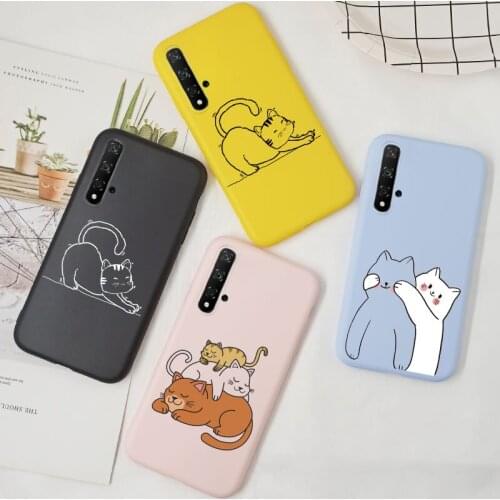 Cat Silicone Case For Huawei Y9S Y9 Prime 2019 Y7A Y5P Y7P Y8P 2020 Nova 5T 7i 7 6 SE Honor 20 Pro Lite 10 10i 20S Cover TPU