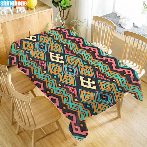 Ethnic Pattern Table Cloth Oxford Print Waterproof Oilproof Home Rectangular Party Table Cover 100X140cm/140X250cm