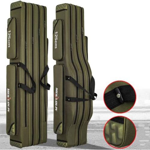120cm 125cm Folding Fishing Bag 3/4 Layer Oxford Fishing Pole Bag Fishing Rod Reel Lure Bag Fishing Tackle Storage Bags X365G