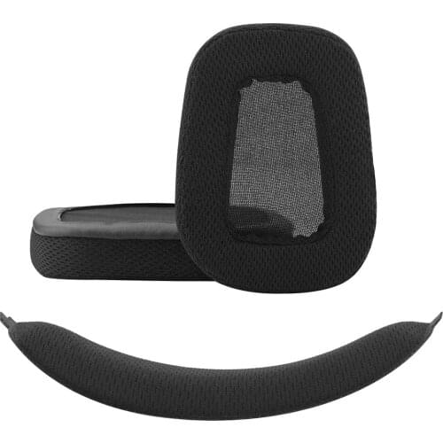 Mesh Fabric Replacement Ear Pads + Headband Compatible with Logitech G533, G633, G635, G933, G935 Headphones Replacement
