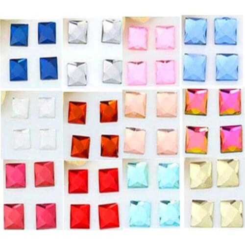 6 8 10 12 14 20 mm flatback Crystal Glass Square Rhinestones Strass FH42