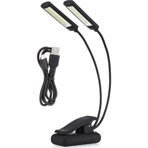 USB Battery Clip on Book Reading LED Light 6W COB Flexible Arm Stand Lamp for Laptop Notebook Working Portable Night Light LESHP