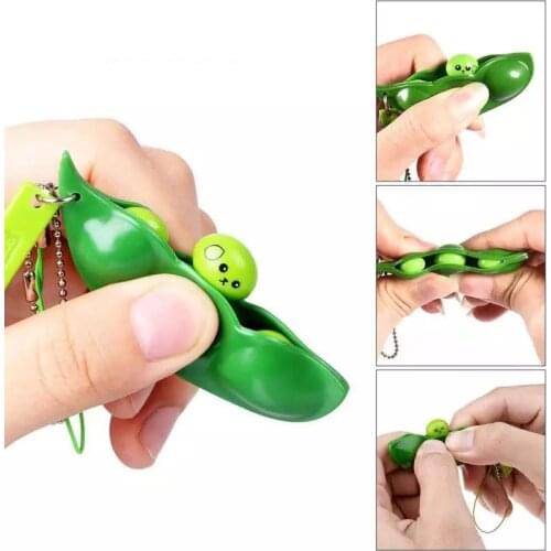 Fidget Squishy Toys Adult Kids Rubber Stress Reliever Toy Squeeze Peas Beans Keychain Relief Decompression Antistress Toys