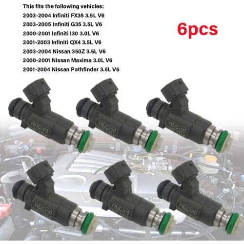 6pcs Fuel Injectors FBJC100 for 2000-2005 Infiniti Nissan 3.0 3.5 V6 16600-5L700