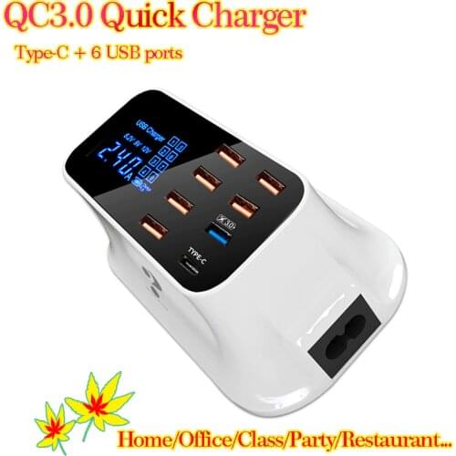 Smart Universal 8 Port USB Charger Quick Charge 3.0 Type-C Wall Mobile Charger for Xiaomi Samsung s10 iphone X 7 LG Adapter Hub