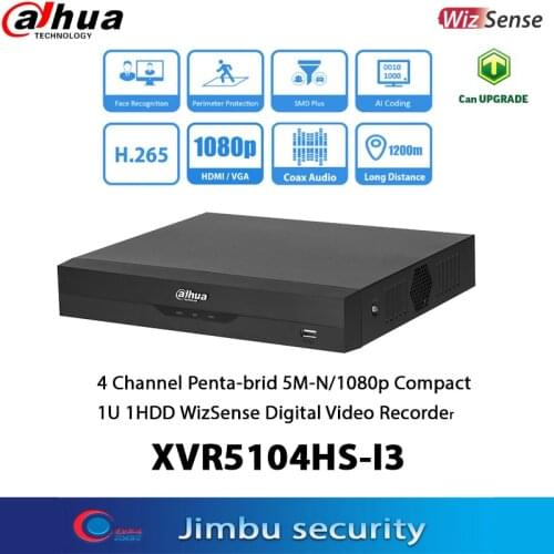 Dahua XVR 4CH Digital Video Recorder XVR5104HS-I3 H.26 5+/H.265 Full-channel AI-Coding face recognition IoT&POS functionalities