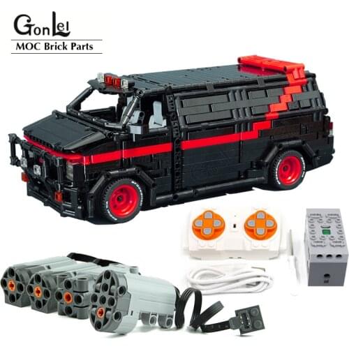 High-Tech Building Blocks Bricks MOC-5945 City Police Station New York Car 1983 GMC Vandura A-Team Brick 1710 Parts Toys Gifts