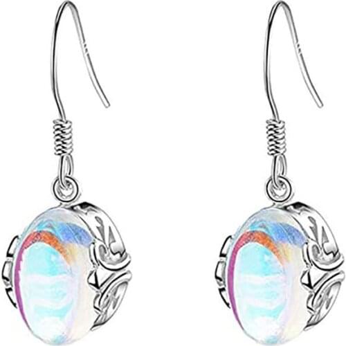 Moonstone Colorful Natural Stone Long Dangle Earrings For Women Vintage Fashion Jewelry For Wedding Party Gift 2021 NEW