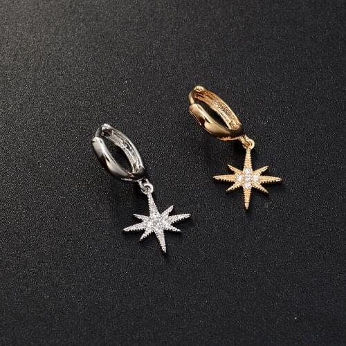 1 Pcs Cross Moon Star Small Hoop Earrings Cz Ear Studs Helix Piercing Gold Color Cartilage Earring Tragus Conch Body Jewelry