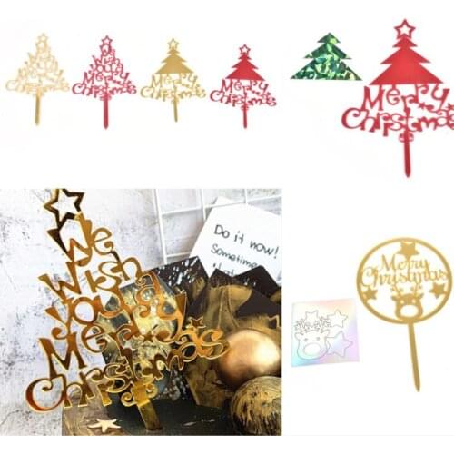 1pc Merry Christmas Cake Flag Topper Acrylic Cake Card Party Cake Decoration