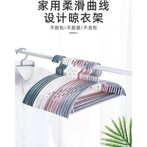 10pcs/Lot Home Bathroom Convenience Traceless Hanger Household Anti-Deformation and Shoulder-Angle Anti-Skid Clothes Hangers