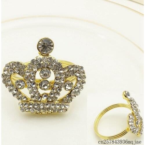 100 Pcs Crown Napkin Ring European Napkins Holders Buckle Napkin Circle Banquet Wedding Desktop Decoration Party Supplies