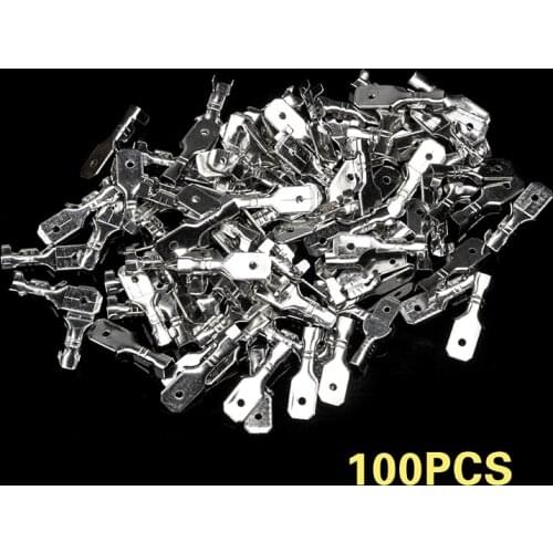 100Pcs/Set Female Crimp Terminal Connector 4.8/6.3mm Gold Brass/Silver Car Speaker Electric Wire Connectors Set