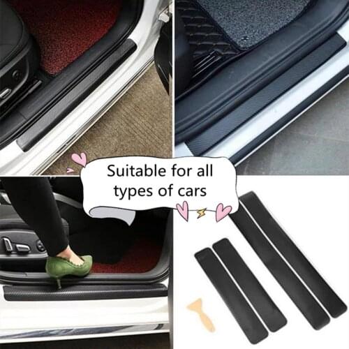 4PCS Car Stickers Universal Sill Scuff Anti Scratch Carbon Fiber Auto Car Door Sticker Decals AUTO Car Accessories