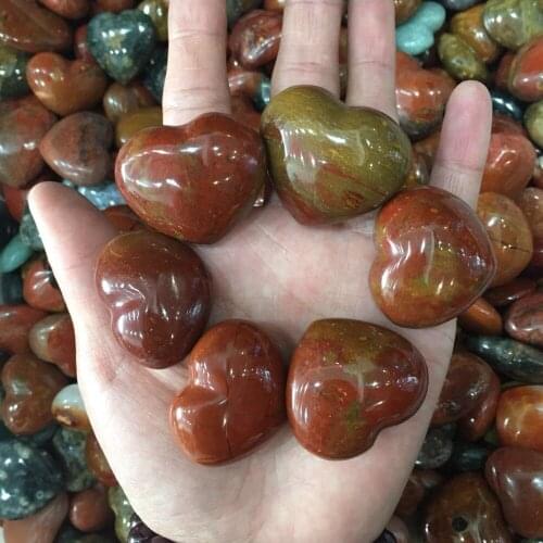 5pcs drop shipping Natural red jasper Crystal gemstone heart meditation healing chakra heart shape crystal jewelry making gift