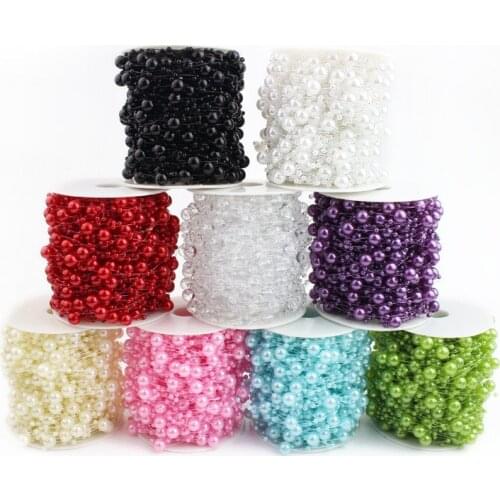 5yards Fishing Line Artificial Pearls Beads Chain Garland Flowers Wedding Party DIY Decoration Brides Headgear