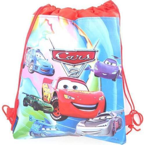 6/12/24/30PCS Disney Cars Theme Party Bags For Kids Birthdays Non-Woven Drawstring Gift Bags Kid Favor Travel Pouch Storage Bags