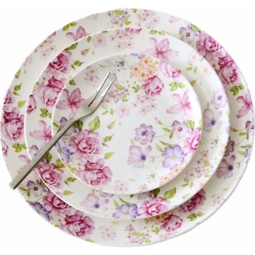 6"8"10" 3pcs/Set Bone China Western Plate Ceramic Steak Plate Set European-style Flat Tray Cake Dish Fruits PLATES