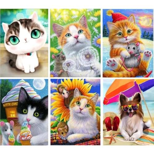 Full Square Round Animals Diamond Embroidery 5D DIY Diamond Painting "Cat Peacock" 3D Cross Stitch 5D Home Decoration Gift