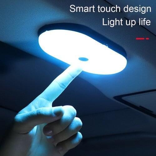 Car LED Reading Light Auto Roof Ceiling Night Light Touch Sensor Dimming USB Rechargeable Interior Magnet Atmosphere Lamp