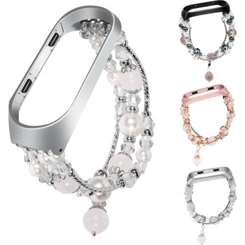 Jewelry Bracelet Watch band for Xiaomi Mi Band 3 4 Replacement Watch Strap for MiBand 4 3 Women Wristband with Metal Frame