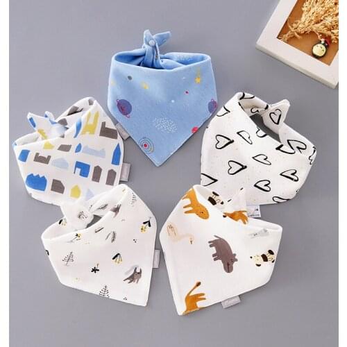 5Pcs/Set Baby Bibs Triangle Double Cotton Bandana Bibs Baby Boys Girls Babador Feeding Smock Infant Burp Cloth Baby Saliva Towel